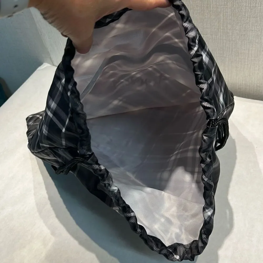 thirty-one Cinch Sack Bag Backpack Black Plaid 
